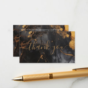 Black and gold marble customer thank you enclosure card