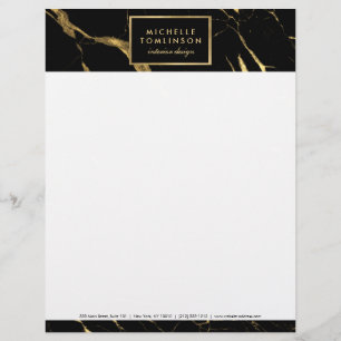 Black and Gold Marble Designer Letterhead