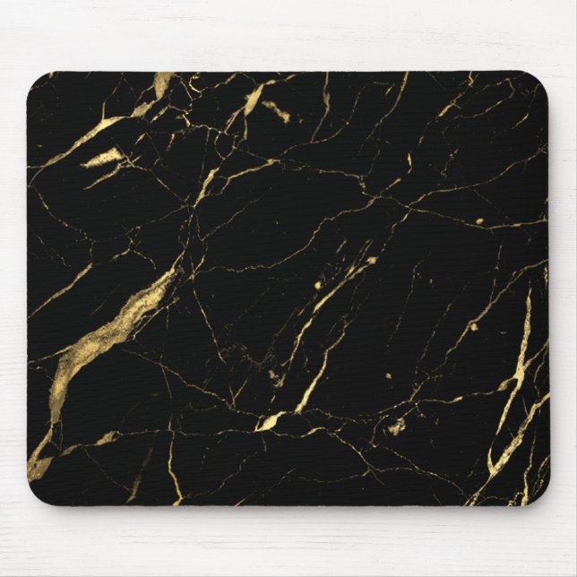 Black and Gold Marble Designer Mouse Mat (Front)
