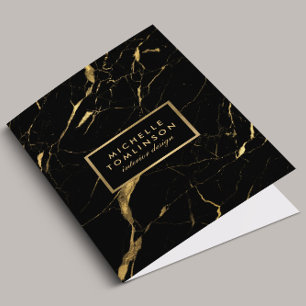 Black and Gold Marble Designer Personalised Pocket Folder