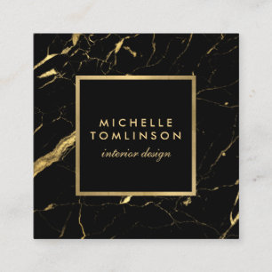 Black and Gold Marble Designer Square Business Card