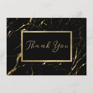 Black and Gold Marble Designer Thank You Flat Card
