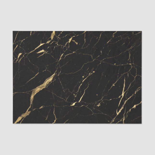 Black and Gold Marble Designer Tissue Paper (Front)