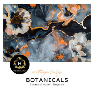 Black and Gold Marble Floral Luxury Decoupage Tissue Paper