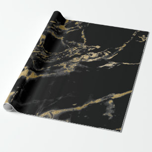 Black and Gold Marble Gift Wrapping Paper