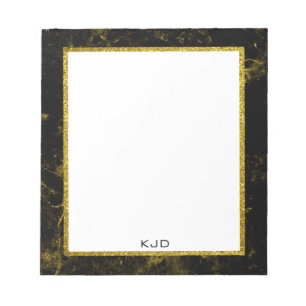 Black and Gold Marble Glitter Custom Notepad