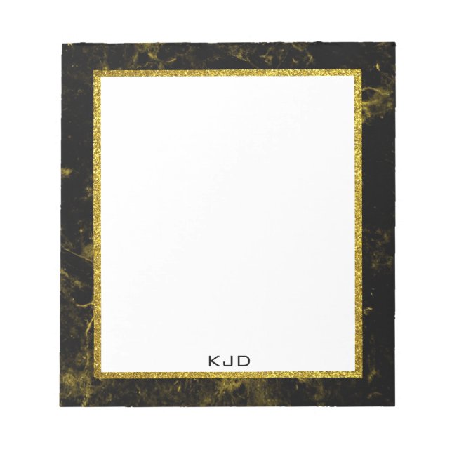 Black and Gold Marble Glitter | Custom Notepad (Front)