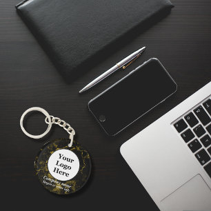Black and gold marble key ring
