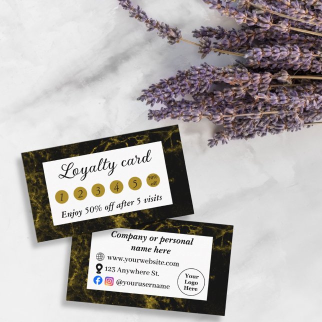 Black and gold marble loyalty card (Creator Uploaded)