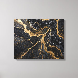 Black and Gold Marble Luxury Canvas Print - Elegan
