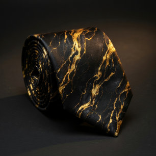 Black and Gold Marble   Luxury Liquid Gold Vein Tie