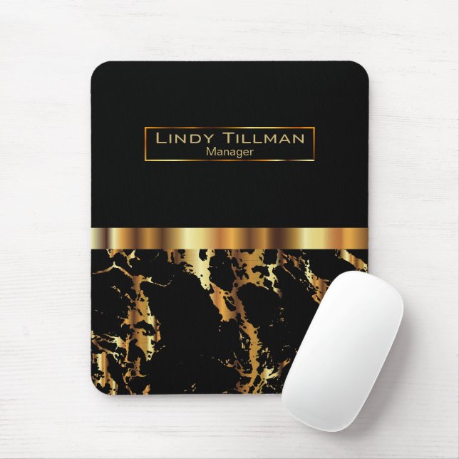 Black and Gold Marble Mouse Mat (With Mouse)