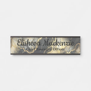 Black and Gold Marble Office Door Sign Name Plate
