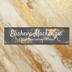 Black and Gold Marble Office Door Sign Name Plate