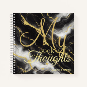 Black And Gold Marble Personalised Gift Thoughts Notebook