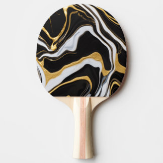 Black and Gold Marble Ping Pong Paddle