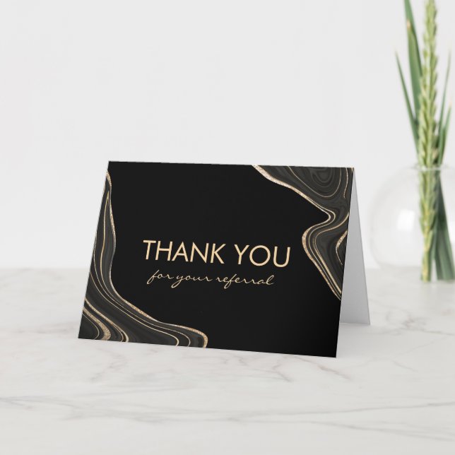 Black and Gold Marble Thank You for Referral Cards (Front)