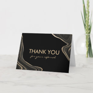 Black and Gold Marble Thank You for Referral Cards