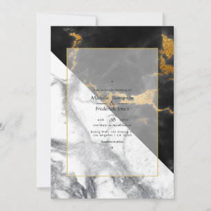 Black and Gold Marble Wedding Invitation