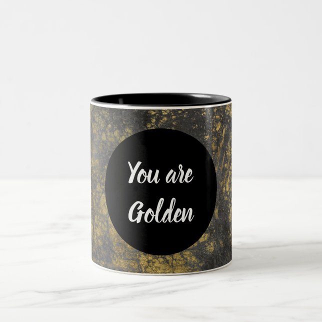 Black and Gold Marble You are Golden Two-Tone Coffee Mug (Center)