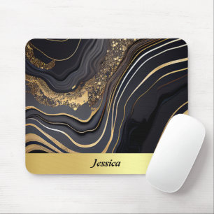 Black and Gold Marbled Mouse Mat