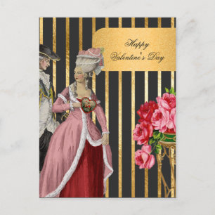 Black and Gold Marie Antoinette Valentine Holiday Postcard