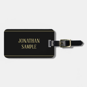 Black And Gold Masculine Classic Serif Typography Luggage Tag