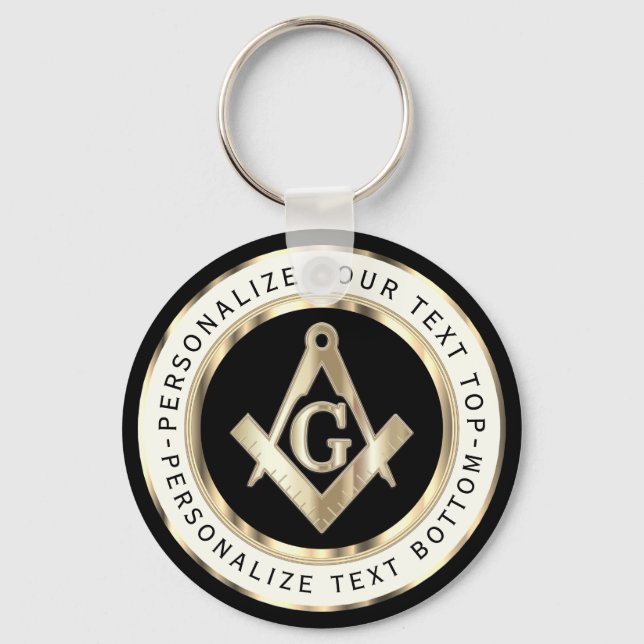Black and Gold Mason - Customise Key Ring (Front)