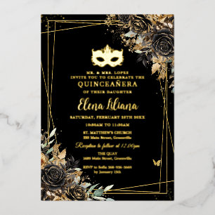 Black and Gold Masquerade Ball Mask Quinceañera