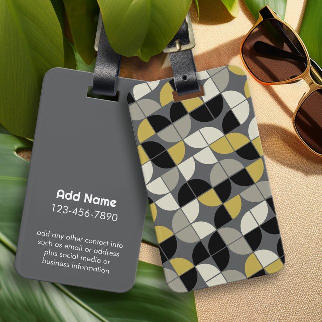 Black and Gold- MCM Pattern Luggage Tag (Custom Photo Luggage Tag)