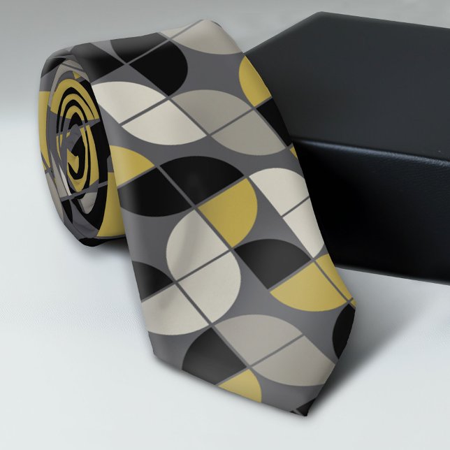 Black and Gold- MCM Pattern Tie (Trendy Neck Tie Pattern)