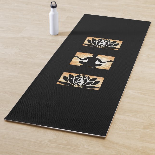 Black and gold Meditation Mens Yoga Mat (In Situ)