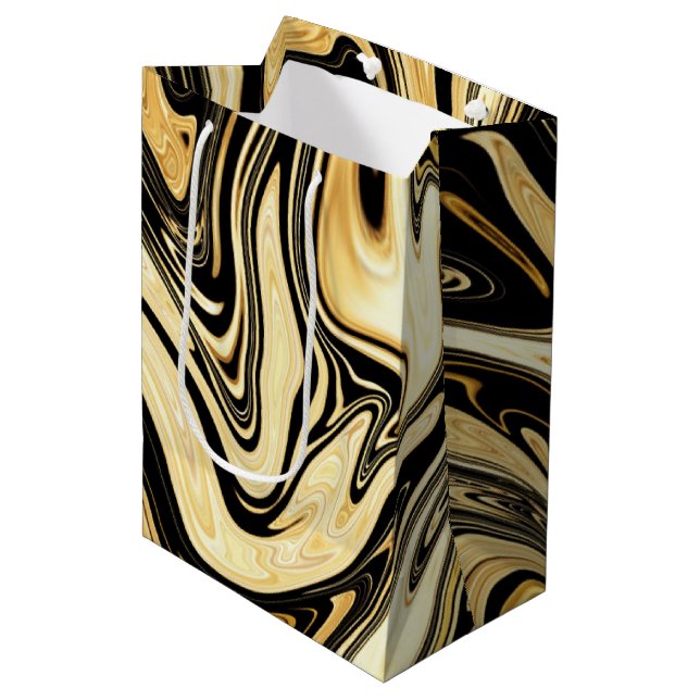 Black and Gold Medium Gift Bag (Front Angled)
