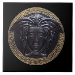 Black and Gold Medusa Wall Tile with Greek Key<br><div class="desc">Medusa Noire Wall Tile -</div>