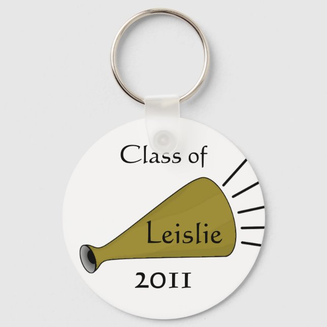 Black and Gold Megaphone Cheerleader KeyChain (Front)