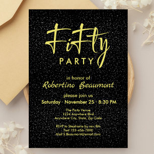 Black and Gold Men's 50th Surprise Birthday  Invitation