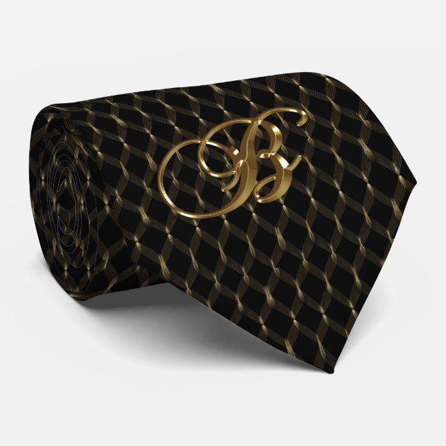 Black and Gold Men's Tie (Rolled)