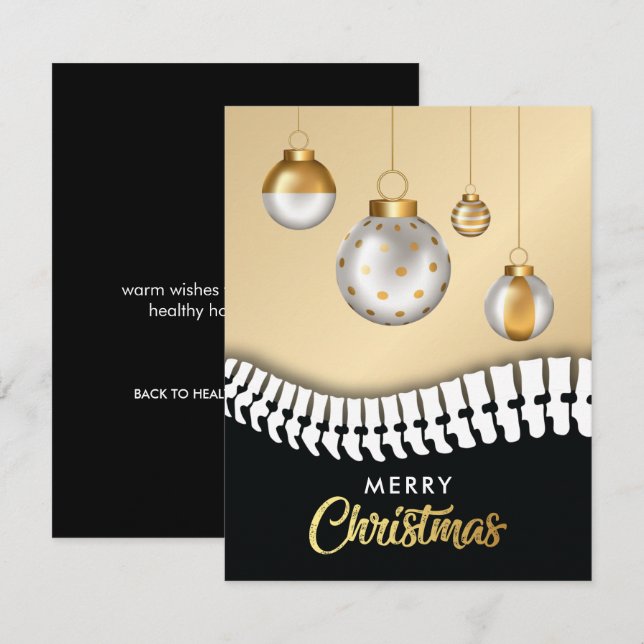 Black and Gold Merry Christmas Chiropractic Holiday Card (Front/Back)
