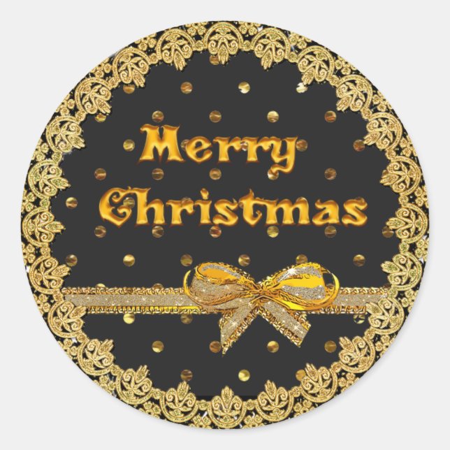 Black and Gold Merry Christmas Stickers (Front)
