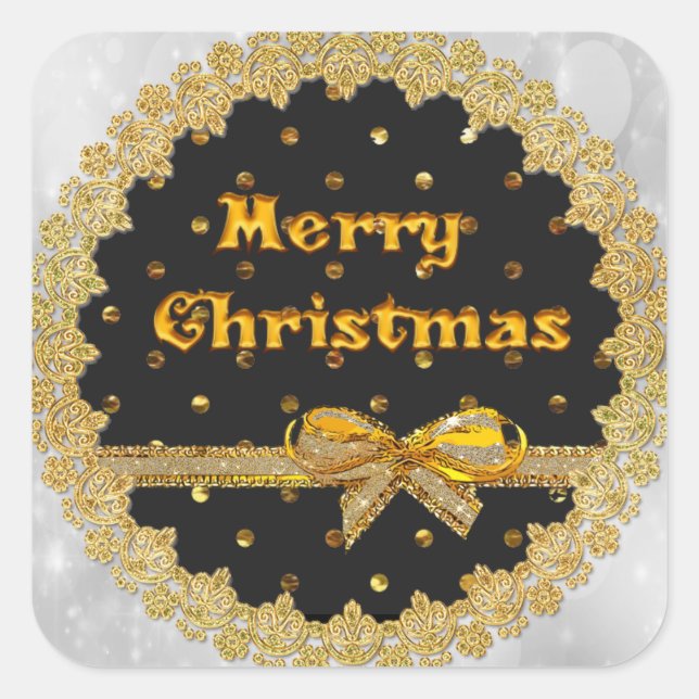 Black and Gold Merry Christmas Stickers (Front)