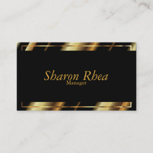 Black and Gold Metallic Diagonal Stripes Business Card