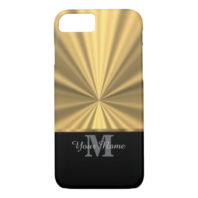 Black and gold metallic monogram Case-Mate iPhone case (Back)