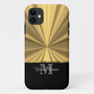 Black and gold metallic monogram iPhone 11 case
