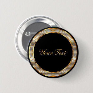 Black and Gold Metallic Template 6 Cm Round Badge