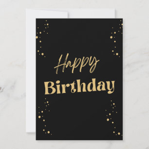 Black and Gold Minimalist Happy Birthday  Invitation
