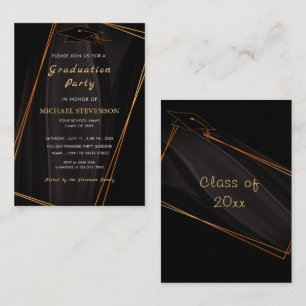 Black and Gold Moder Framed Graduation Invitation