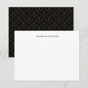 Black And Gold Modern Art Deco Fan Pattern  Card