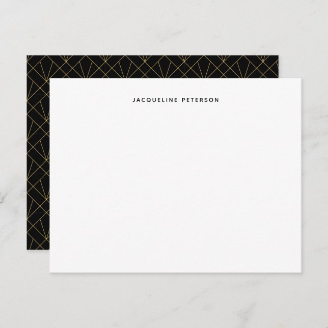Black And Gold Modern Art Deco Fan Pattern  Card (Front/Back)