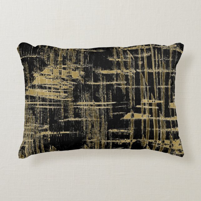 Black and Gold Modern Art Decorative Cushion (Front)
