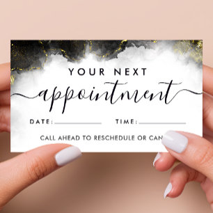 Black And Gold Modern Art Liquid Watercolor Ink Appointment Card